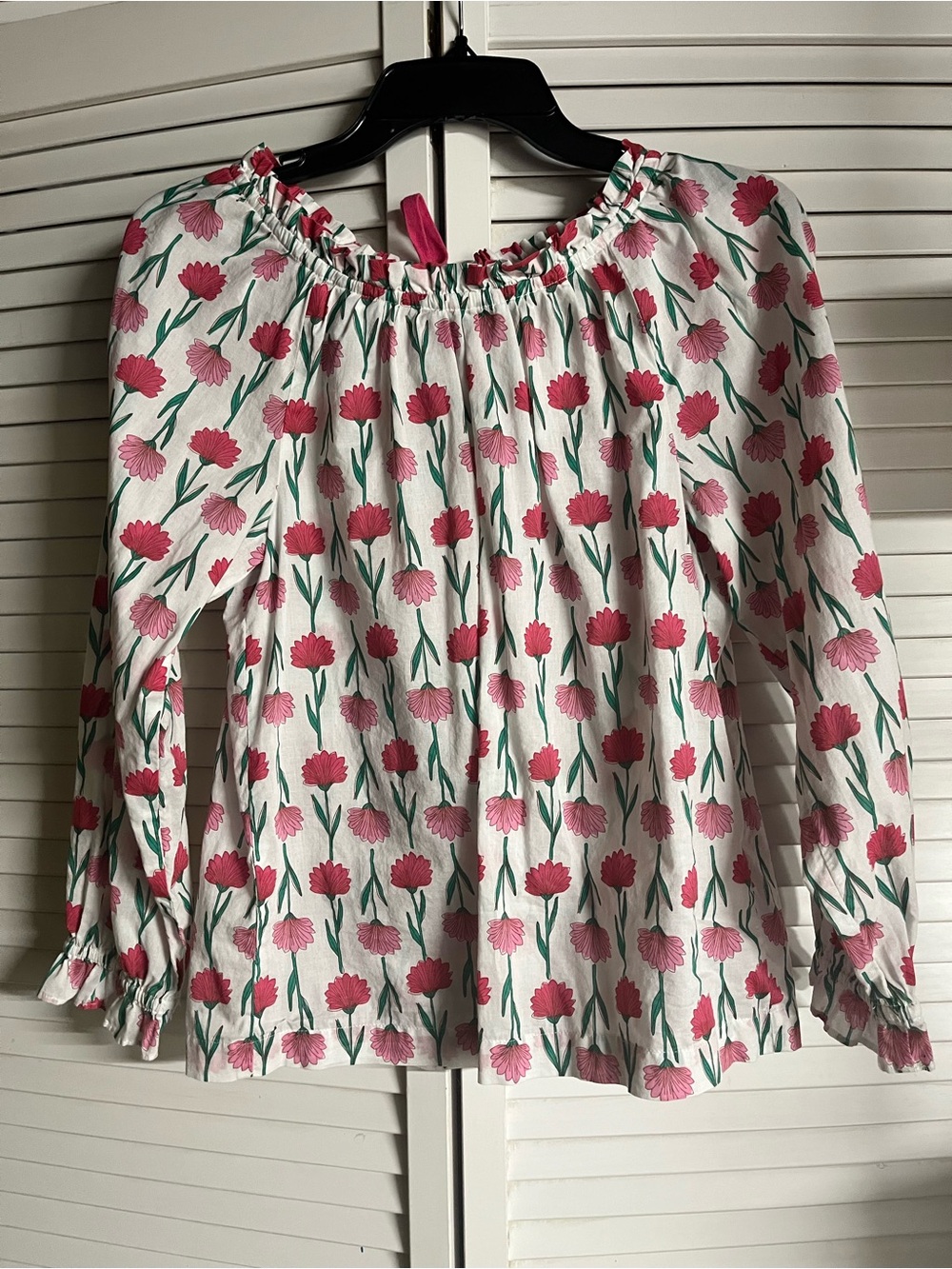 J. Crew White Blouse with Pink Floral Print - Picture 1 of 8